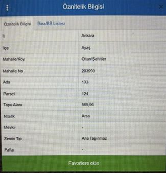 Ayaş Oltan/şehitler Mevkiğinde Yatırımlık Arsa