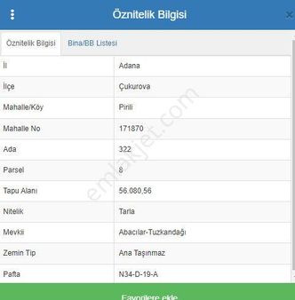*çukurova *pirili*de Süper* Yatırımlık *930 M2 Hisse 322ada 8parsel