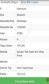 Samsun İlkadım Selahiye'de 191 M² Arsa + Ev | 4 Kat İmarlı