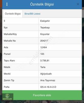 Ck-80 Eskişehir Muttalıpta İmar Planı İçinde 3.736 M² Arazi