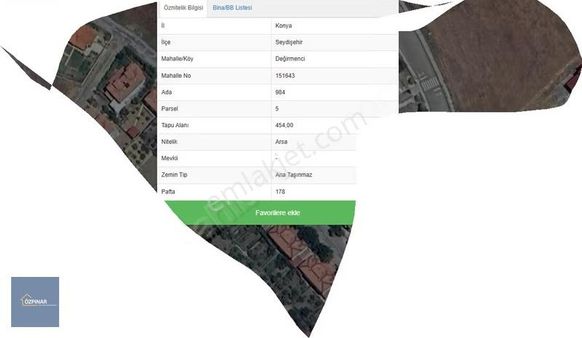 Özpınar,dan Halise Güney Okulu Arkası Köşe Arsa 454 M2 3 K İmar
