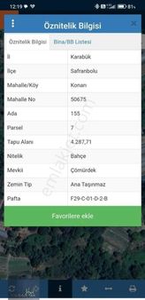 Karabük Safranbolu Konarı Köyünde Satılık Bahçe