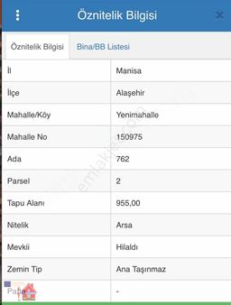 Alaşehir Yenimahallede 958 M2 Arsamız Satılıktır
