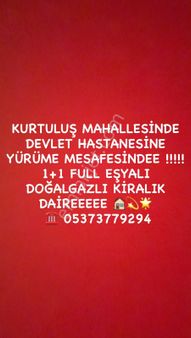 🏡 Göl-san Gayrimenkul’den 🏡 📣📣📣📣 Kurtuluş Mah. 1+1 Kiralık Daire 📣📣 📣