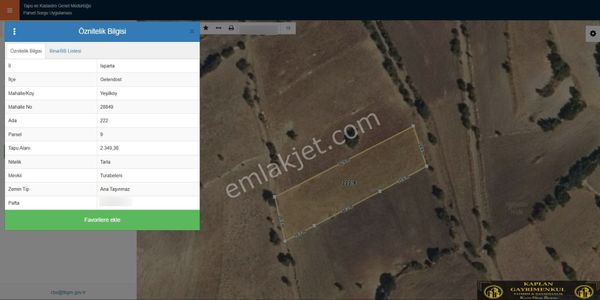 Göl Manzaralı 2350 M² Satılık Tarla - Isparta Gelendost - Yeşilköy'de