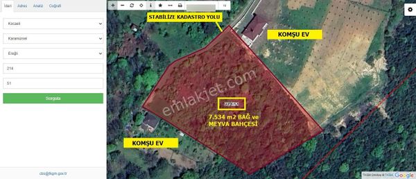 Ae Emlakci Mimar Satıyor – Kocaeli Karamürsel Ereğli’de 7.534 M2 Bağ Ve Meyva Bahçesi