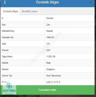 Soytürk'den Kadastro Yola Sıfır 1261 M2 Bağ