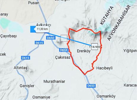 K2 Pera Kütahya Altıntaş Erenköy Satılık 5755 M2 Tarla