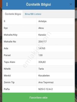 Aksu Karaözde Kupon Tarla! 326 M² Doğa İçinde Yatırım Fırsatı