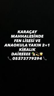 🏡 Göl-san Gayrimenkul’den 🏡 📣📣📣karaçay Mh. 2+1 Okullara Yakın Kiralık Daire📣📣 📣