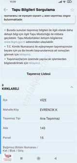 Kırıklareli Vize Evrencikde 998,00 M2 Arsa