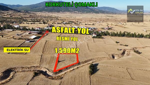✅korkuteli ✅çomaklıda ✅satılık 1.590m2 Tarla ✅elektrik Su Yakın✅yerleşim Yeri Yakın