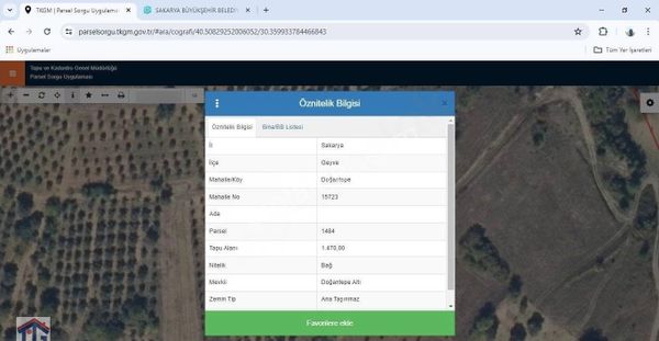 Tezcan Gayrimenkul'den Sakarya/geyve/doğantepe Köyünde Yatırımlık Bağ.