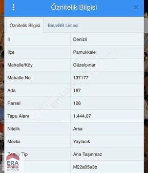 Pamukkale Güzelpınar Mahallesinde 1444 M2 Satılık Arsa