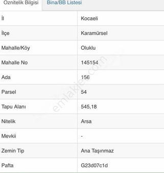 Saim Gencaydan Karamürsel Oluklu Villa İmarlı Satılık Arsa