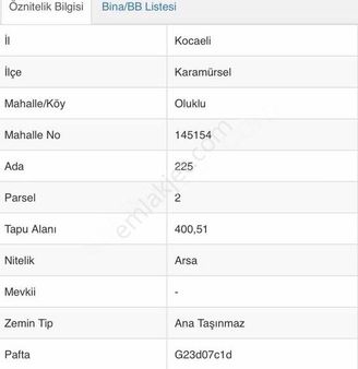 Saim Gencaydan Karamürsel Oluklu Mevkii İmarlı Satılık Arsa