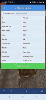 Ank Ayaş Ilıca Tek Tapu 14615 M2 Elk. Ve Suyu Olan Satılık Tarla