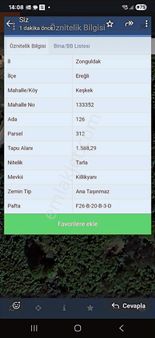 Zonguldak Ereğli Keşkek Te Yola Cephe Acil Satılık 1588 M2 Arsa