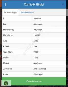 Poyrazlarda Satılık 704m2 Satılık Tarla