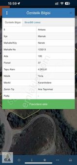 Mamak Samsun Yolu 19 Mayıs Blv.üzeri Satılık 4300 M2 Tarla