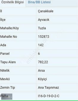 Kerim'den Satılık Ayvacık Tuzla'da 782 M2 Köy İçi Ev