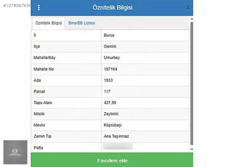Gemlik Umurbey'de Kapital'den Tek Tapu Fırsat Zeytinlik