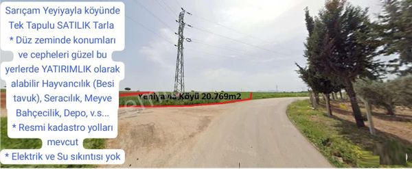 Sarıçam Yeniyaylada Hayvancılık-depo-seraya Uygun Tarla