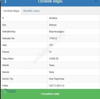 Antalya Alanya'da 3.630m² Satılık Tarla Fırsatı!!