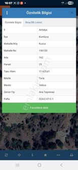 Kumluca Kuzca 11.625 M² Tek Tapu Satılık Tarla