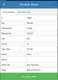 Niğde Merkez Fertek Mah Hastane Yolu & Yavuz Sultan Okulu Yanı Satılık Arsa