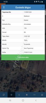 Balıkesir Karesi Armutalan Mah. 2.061 M2 Satılık Tarla