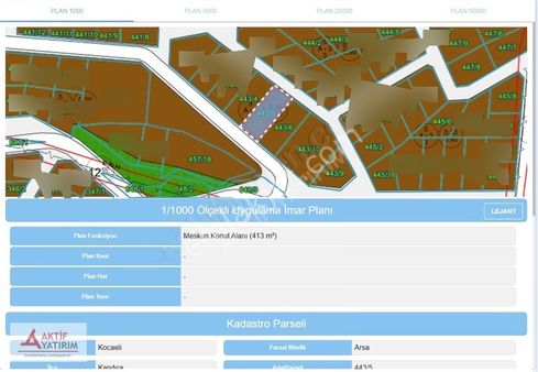 Kandıra Aydınlık'ta 413 M2 %30 3 Kat İmarlı Satılık Arsa