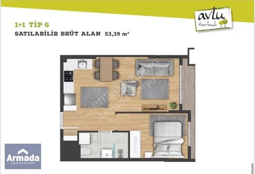 Avlu Torbalı Satılık 1+1 Lüks Daire Tip 6