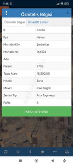 Edirne Havsa Şerbettar Köyünde Satılık 717 M2 Tarla