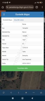 Yenişehir Barcinda 1 Dönüm Düz Meyve Bahceli Arazi