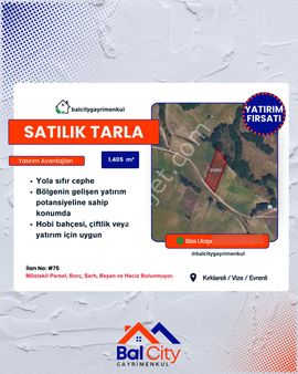 Balcity’den Kırklareli Vize’de Asfalt Yola Cephe İmara Yakın Müstakil Tapu Fırsat Fiyat!