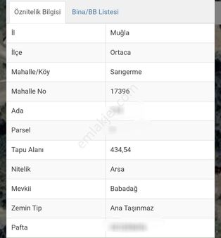 Lavinia Gayrimenkul'den Satılık 434m² Arsa