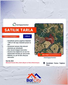 Balcity'den Çanakkale Yenice'de Köy İçi Resmi Yola Cepheli İmarlı Ahır Ve Bahçesi