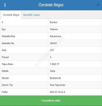 Tefenni 'de Yatırıma Uygun Fırsat Tarla