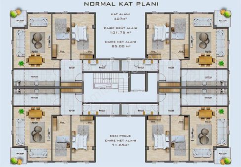 Yeni Projede 2+1 100 M² 3. Kat Daire Bahçelievler