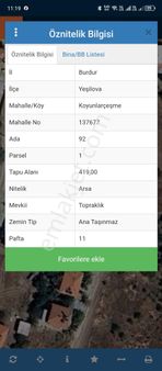 Burdur Yeşilova Koyunlar Çeşme Mh De 419 M2 Satılık Arsa Ayrıntılar İçin Arayabilirsiniz