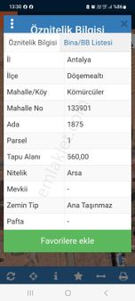 Antalya Döşemealtında Kömürcüler De Satılık Villa Arsası