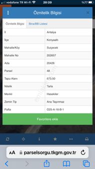 Antalya Konyaaltı Suiçeçek Köyünde Toplam 2525 M2 Nitelikli Satılık Arazi