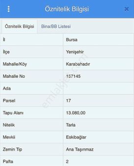 Cb Black'tan Yenişehir Karabahadır Köyü Satılık Fırsat Tarla