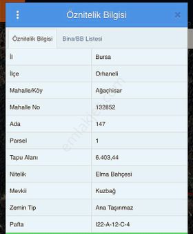 Cb Black Orhaneli Satılık Tektapu 6403m2 Yatırımlık Arazi