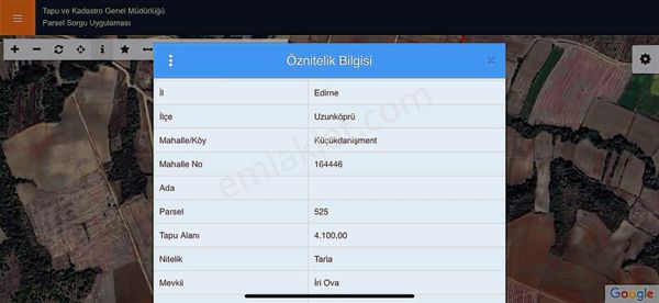 Edirne Uzunköprü Küçükdanışmentte 4.100 M² Yatırımlık Tarla