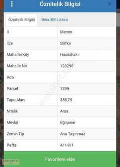 Mersin Silifke'de 5 Kat Konut İmarlı Arsa