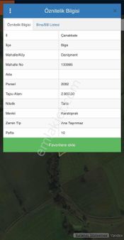 Çanakkale Biga Danışment Köyü Müstakil Tapu Satılık Tarla