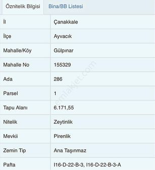 Eu Gayrimenkul'den Çanakkale Ayvacık Gülpınar'da Villaların Dibinde 6171 Metrekare Zeytinlik