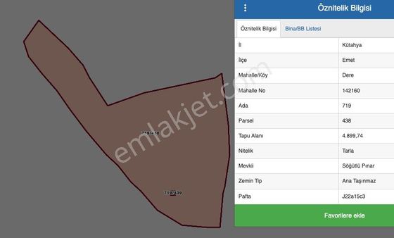 Kütahya Emet Dere Yatırımlık Fırsat Satılık Arazi Tarla